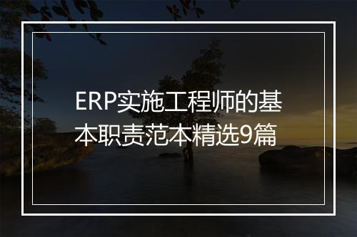 ERP实施工程师的基本职责范本精选9篇