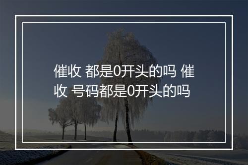 催收 都是0开头的吗 催收 号码都是0开头的吗