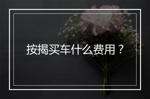 按揭买车什么费用？
