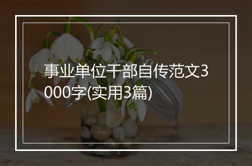 事业单位干部自传范文3000字(实用3篇)