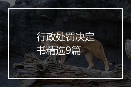 行政处罚决定书精选9篇
