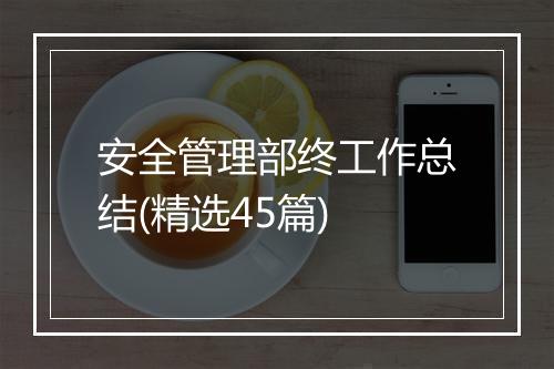 安全管理部终工作总结(精选45篇)
