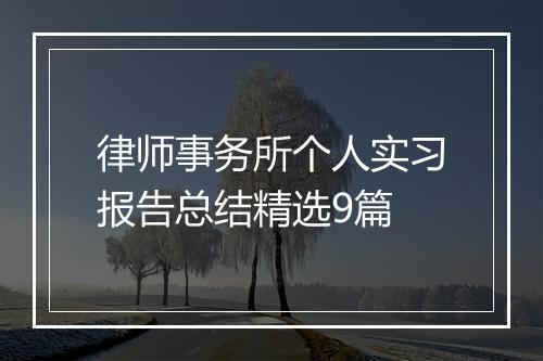 律师事务所个人实习报告总结精选9篇