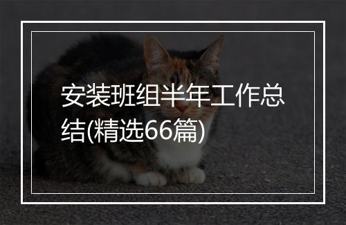 安装班组半年工作总结(精选66篇)
