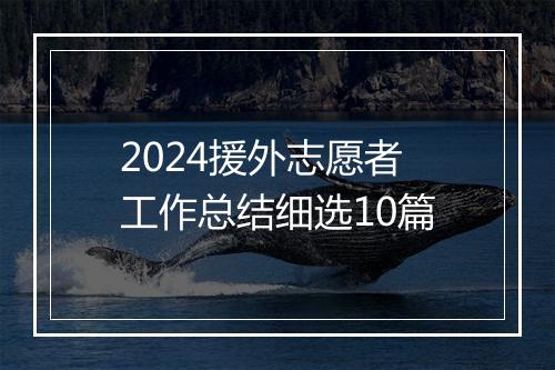 2024援外志愿者工作总结细选10篇