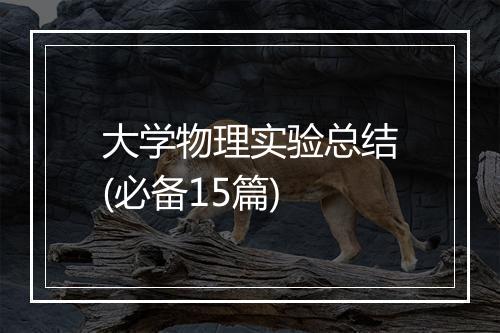 大学物理实验总结(必备15篇)