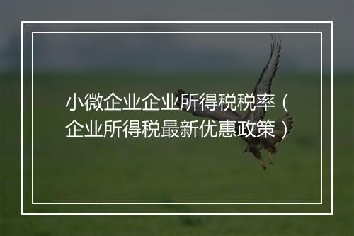 小微企业企业所得税税率（企业所得税最新优惠政策）