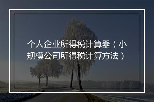 个人企业所得税计算器（小规模公司所得税计算方法）