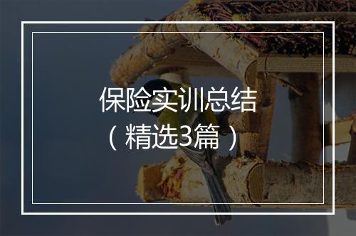 保险实训总结（精选3篇）