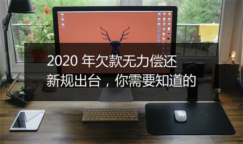 2020 年欠款无力偿还新规出台，你需要知道的