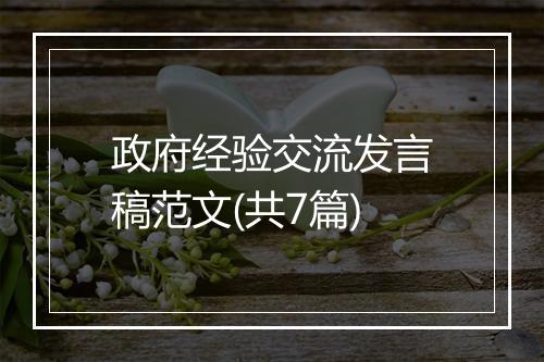 政府经验交流发言稿范文(共7篇)