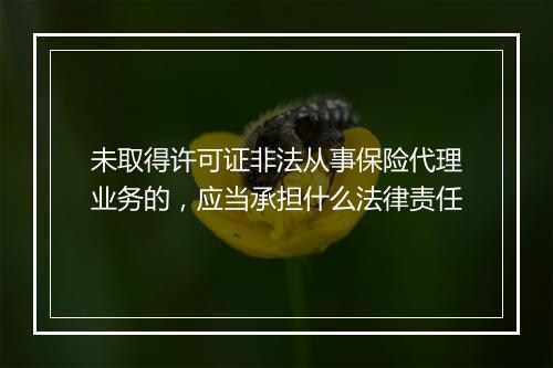 未取得许可证非法从事保险代理业务的，应当承担什么法律责任