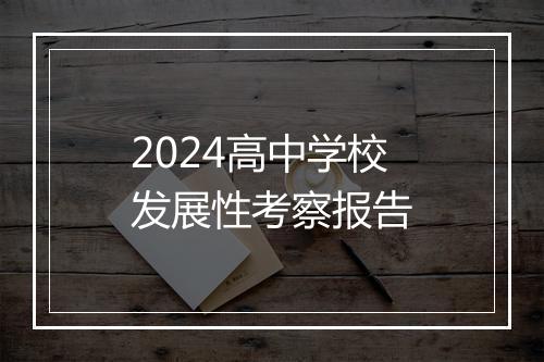 2024高中学校发展性考察报告