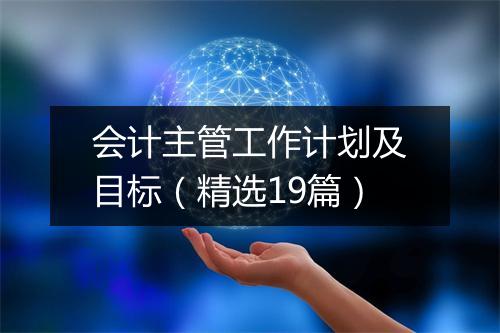会计主管工作计划及目标（精选19篇）