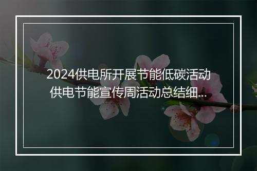 2024供电所开展节能低碳活动 供电节能宣传周活动总结细选7篇