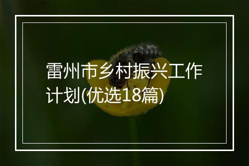 雷州市乡村振兴工作计划(优选18篇)