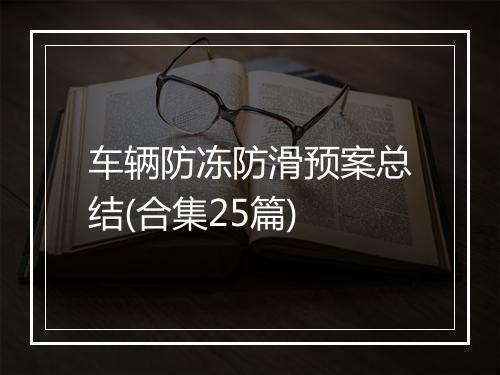 车辆防冻防滑预案总结(合集25篇)
