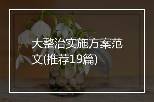 大整治实施方案范文(推荐19篇)