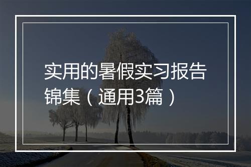 实用的暑假实习报告锦集（通用3篇）