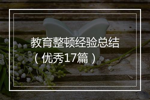 教育整顿经验总结（优秀17篇）