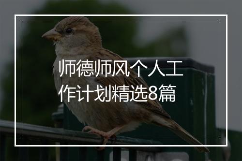 师德师风个人工作计划精选8篇