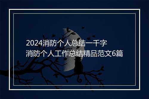2024消防个人总结一千字 消防个人工作总结精品范文6篇