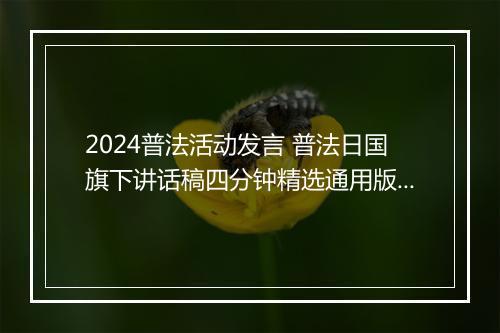 2024普法活动发言 普法日国旗下讲话稿四分钟精选通用版10篇