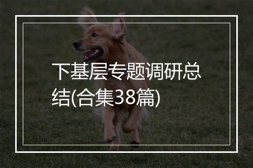 下基层专题调研总结(合集38篇)