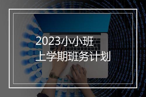 2023小小班上学期班务计划