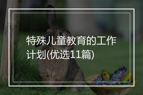 特殊儿童教育的工作计划(优选11篇)