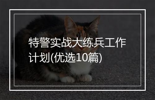 特警实战大练兵工作计划(优选10篇)
