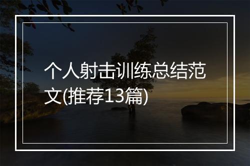 个人射击训练总结范文(推荐13篇)