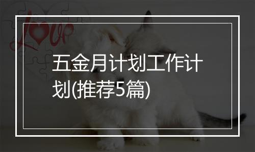 五金月计划工作计划(推荐5篇)