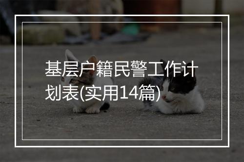 基层户籍民警工作计划表(实用14篇)