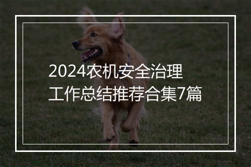 2024农机安全治理工作总结推荐合集7篇