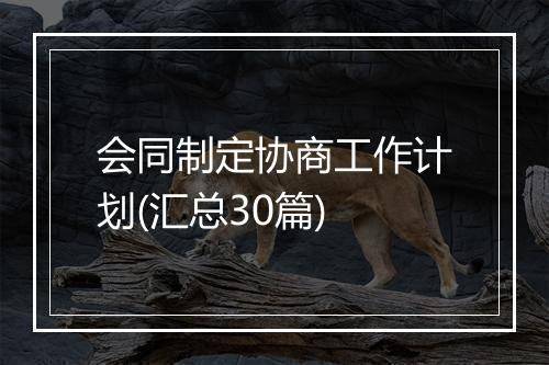 会同制定协商工作计划(汇总30篇)