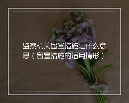 监察机关留置措施是什么意思（留置措施的适用情形）