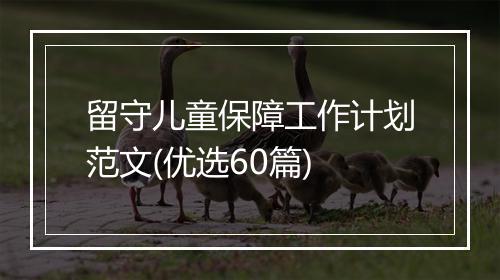 留守儿童保障工作计划范文(优选60篇)