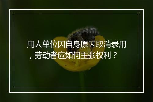 用人单位因自身原因取消录用，劳动者应如何主张权利？