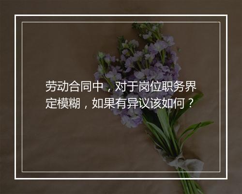 劳动合同中，对于岗位职务界定模糊，如果有异议该如何？
