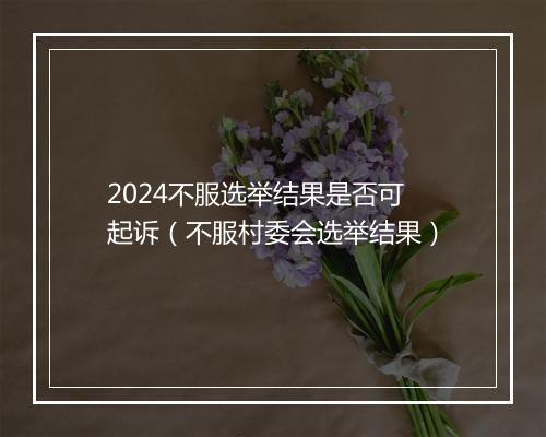 2024不服选举结果是否可起诉（不服村委会选举结果）