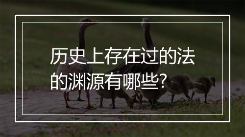 历史上存在过的法的渊源有哪些?