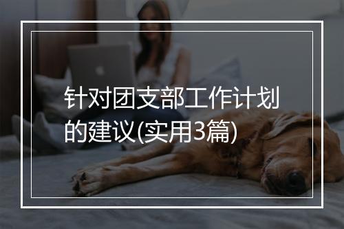 针对团支部工作计划的建议(实用3篇)