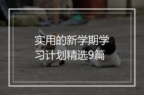 实用的新学期学习计划精选9篇