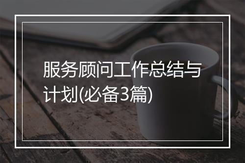 服务顾问工作总结与计划(必备3篇)