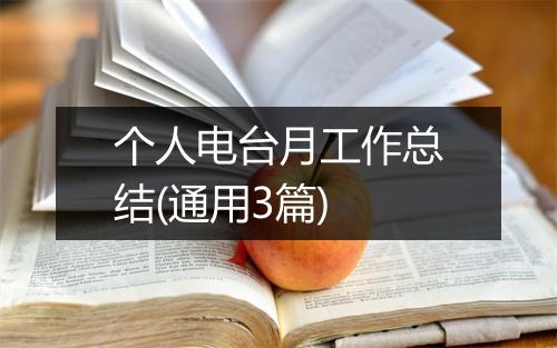 个人电台月工作总结(通用3篇)
