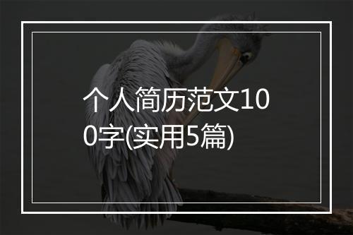 个人简历范文100字(实用5篇)