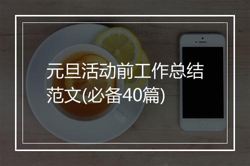 元旦活动前工作总结范文(必备40篇)