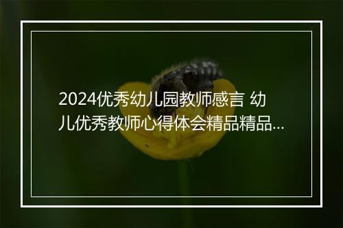 2024优秀幼儿园教师感言 幼儿优秀教师心得体会精品精品范文10篇