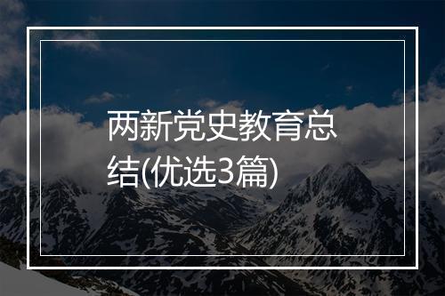 两新党史教育总结(优选3篇)